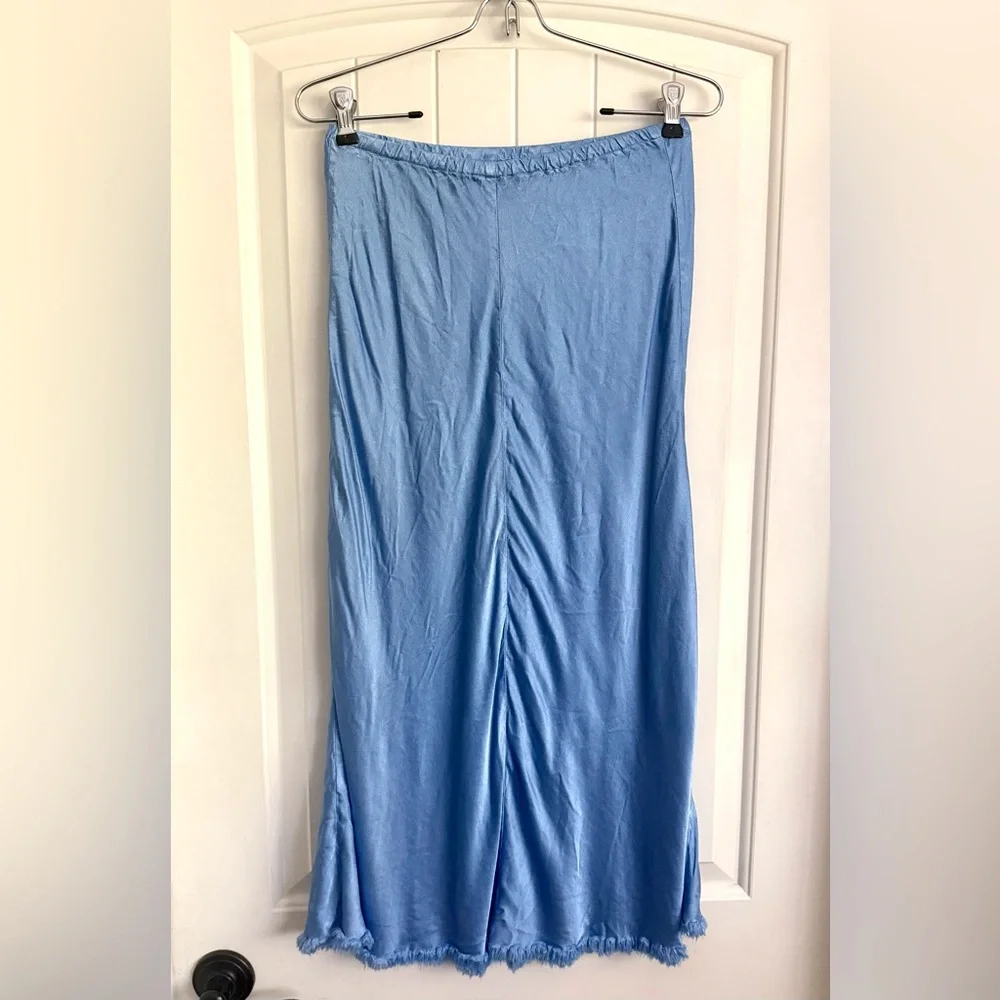 Pharaoh Collection Riley Skirt Vintage Satin Periwinkle Blue Midi Size 1 Small - Picture 4 of 11